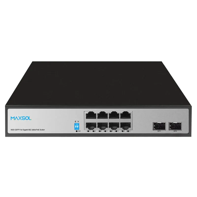 Conmutador Gigabit PoE+ de 8 puertos con 2 enlaces ascendentes SFP