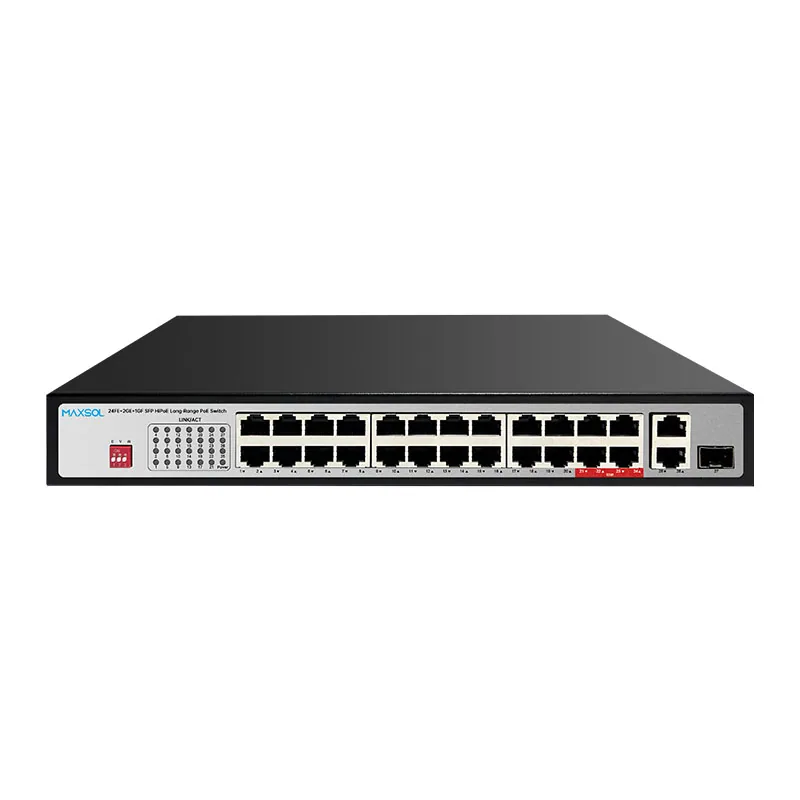 Conmutador HiPoE de 24 puertos y 300 W con enlace ascendente Gigabit